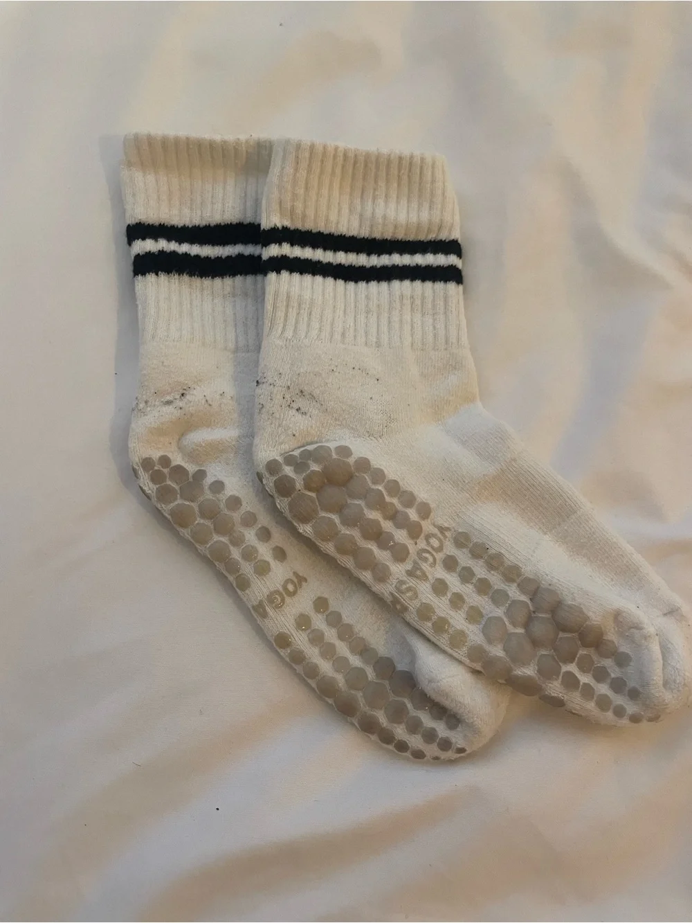 YogaSports Pilates Socks with Black Stripes